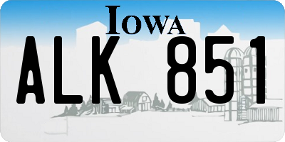 IA license plate ALK851