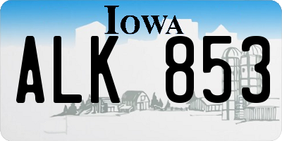 IA license plate ALK853