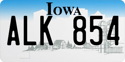 IA license plate ALK854