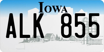 IA license plate ALK855