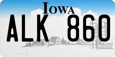 IA license plate ALK860