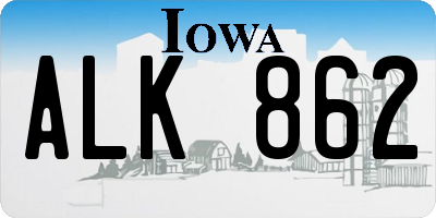 IA license plate ALK862