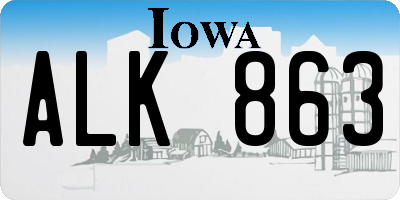 IA license plate ALK863