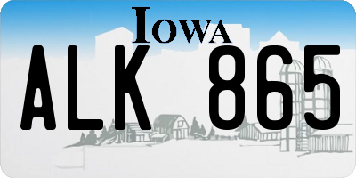 IA license plate ALK865