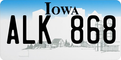 IA license plate ALK868