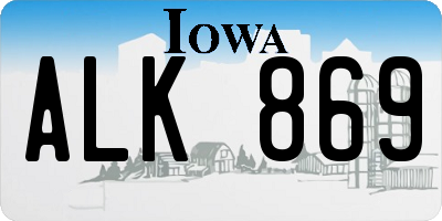 IA license plate ALK869
