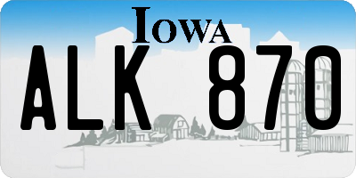 IA license plate ALK870