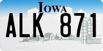 IA license plate ALK871