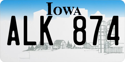 IA license plate ALK874