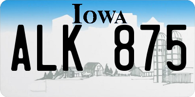 IA license plate ALK875