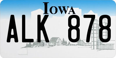 IA license plate ALK878