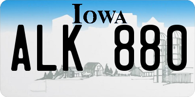 IA license plate ALK880