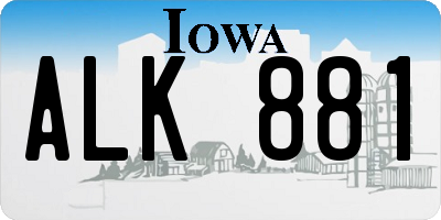 IA license plate ALK881