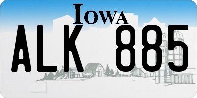 IA license plate ALK885