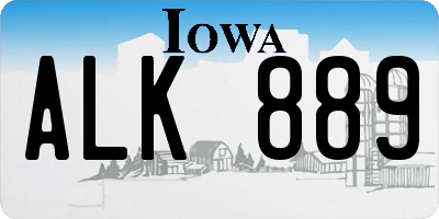 IA license plate ALK889