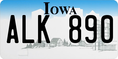 IA license plate ALK890