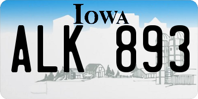 IA license plate ALK893