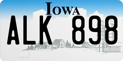 IA license plate ALK898