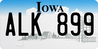 IA license plate ALK899