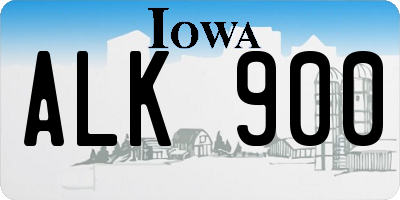 IA license plate ALK900