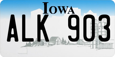 IA license plate ALK903