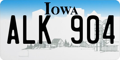 IA license plate ALK904