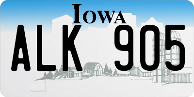 IA license plate ALK905