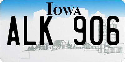 IA license plate ALK906