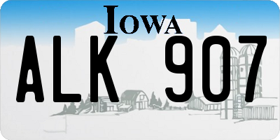 IA license plate ALK907