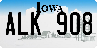 IA license plate ALK908