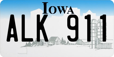 IA license plate ALK911