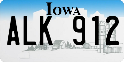 IA license plate ALK912