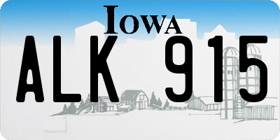 IA license plate ALK915
