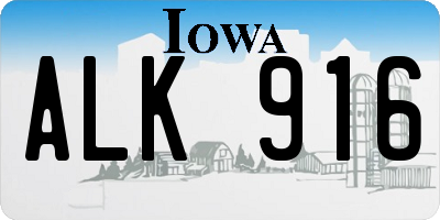 IA license plate ALK916