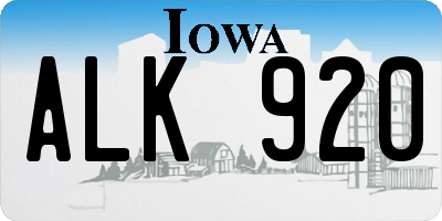 IA license plate ALK920