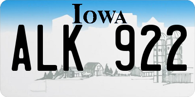 IA license plate ALK922