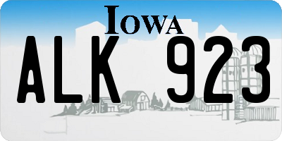 IA license plate ALK923