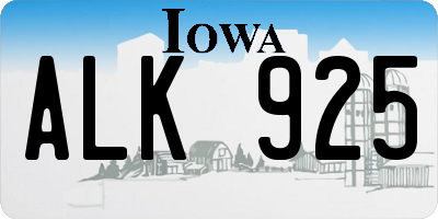 IA license plate ALK925