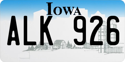IA license plate ALK926