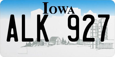 IA license plate ALK927