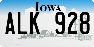 IA license plate ALK928