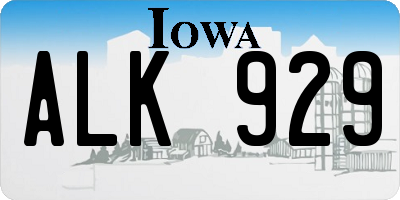IA license plate ALK929