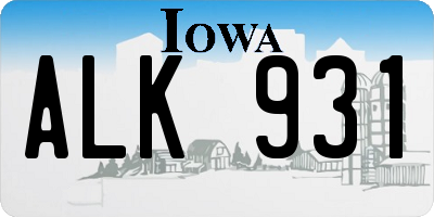 IA license plate ALK931