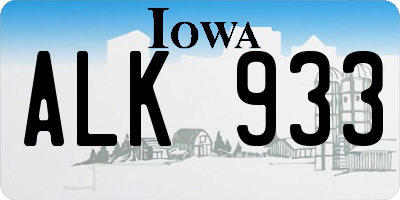IA license plate ALK933