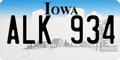 IA license plate ALK934