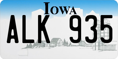 IA license plate ALK935