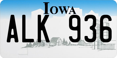 IA license plate ALK936