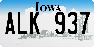 IA license plate ALK937