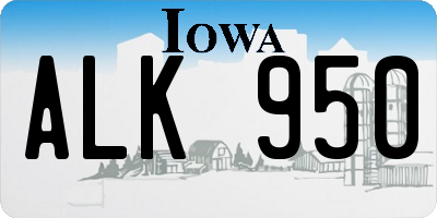 IA license plate ALK950