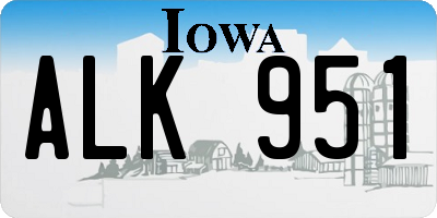 IA license plate ALK951